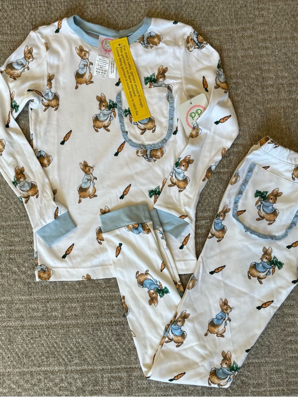 Posh Pickle Girls Peter rabbit Pima pajamas size 9/10